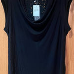 Daniel Rainn Daniel Rainn Cowl Neck Cap Sleeve Eyelet Lattice Back Yoke Top in Black Size 3X Photo 0