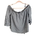 City Chic  Gingam Off Shoulder Slit Sleeve Top | Black/White | XS (14) Photo 1