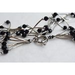Source Unknown Vintage Captivating Multi Strand Silver Tone Tube Black Faux Pearl Bib Necklace Photo 3