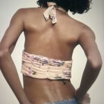 ZARA  Pink Floral Silky Rouched Halter Crop Top Photo 4