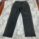 Vintage 100% Leather Black High Rise Straight Leg Pants Studded Detail 28 waist Photo 5