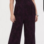 Torrid  2 Plum Floral Lace Print Flutter Sleeve Wide Leg Jumpsuit  2x 18 20 NWT Photo 0