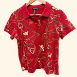 Ralph Lauren Vintage 90s Lauren Women’s All Over Equestrian Print Polo Size L Photo 0