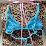 LA Hearts  bright blue terry cloth strappy triangle bikini top Photo 2