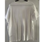 Quacker Factory V Neck Short Sleeve White Top W/ Zip Rhinestone Accent Pocket 3X Photo 1