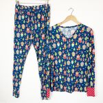 Mama Lulu Bamboo 2 Pc Christmas Pajama Set Blue Photo 0