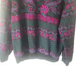 The American Collection Vintage 80s Medium Black Floral Grunge Mock Neck Sweater Photo 2