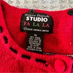 Vintage Designers Originals Ugly Christmas Sweater Womens 1X Red Cardigan Top Photo 2