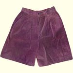 Vintage 1980s Brooks Atelier 100% Leather High Waisted Pleated Shorts size 6 Purple Photo 0