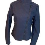 Andrew Marc Marc New York faux leather navy blue collared zip jacket NEW Size S Photo 0