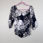 White House | Black Market  Silk Paisley Off Shoulder Blouse Womens L Shirt Top Photo 1