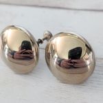 Vintage Screw On Earrings 7/8" Domed Mirrored Gold Tone Retro Statement Photo 2