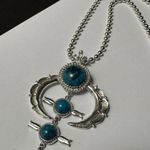 Dress Up Signed MMS Silver Tone / Turquoise Blue Color Statement  Necklace Photo 5