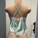 Vintage Mint Green Lace Cami Top nylon blend floral made in USA lingerie Size L Photo 6