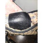 Brighton  Black Embossed Leather And‎ Woven Straw Purse Multi-Pocket Photo 8