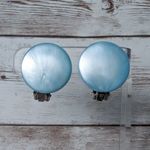 Vintage Clip On Earrings Sky Blue Circle Just Under 1" Photo 0
