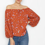 Anthropologie  DRIFTER FLORAL BLOUSE Top XSMALL Burnt Orange NWT Photo 0