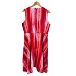 Natori N 's Red Pink Watercolor Sleeveless‎ A-Line Fit & Flare Dress Size 12 Work Photo 5