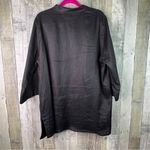 Caroline Rose 1X Black 100% Linen 3/4 Sleeves Front Pockets Jacket Shacket Shirt Photo 1