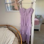 Lulus NEW Cascading Crush Pleated Tiered Ruffle Bustier Midi Dress in Lilac Photo 1