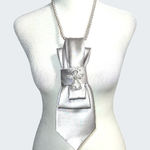 “Dainty Dapper”Elegant Silver Necktie necklace with Angel Brooch Photo 0