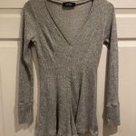 Akira Gray Cozy  Long Sleeve Lounge Romper Photo 0