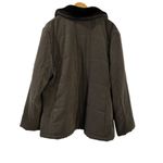 Jones New York Jacket Womens XL Gray Green Microfiber Full Zip Faux Fur Photo 10