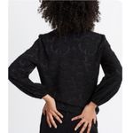 Madewell Black Floral Jacquard Side Tie Wrap Top, Size Medium Photo 2