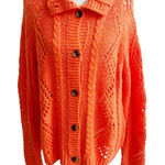 Sundance  Women's Winter Tryst Cardigan Sweater Large Tangerine Orange Granny Photo 0