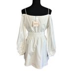 superdown  White Off Shoulder Milkmaid Dress MEDIUM Belted Mini Revolve $74 NEW Photo 5