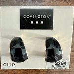 Covington Vintage  Brand Black and Gold Clip On Hoop Earrings Photo 0