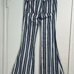 Free People Jolene Hip Hugger Blue Striped Flare Jeans Size 26 Photo 4