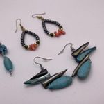 Lot Of 3 Pretty Dangle Drop Costume Earrings Pierced Bead / Beaded Mix Photo 7