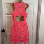 Adelyn Rae  Mila Lace Halter Mini Dress Hot Pink Coral neon medium Photo 7
