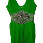 NWT Mandalay Dark Lime Green Silk Beaded Sequin Mini Evening Dress Women Size 14 Photo 0