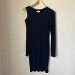 LNA  black ribbed cutout shoulder long sleeve dress Photo 2