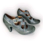 Miz Mooz Soho Mary Jane Pump Womens 8 Gray Green Leather Derby Strappy Heel Photo 1