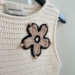 Industry Knit Floral Vest Sleeveless Top in Honest Ivory/Black Sand Size Small White Photo 3