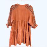 Anthropologie En Crème Cotton Paisley Embroider Boho Ruffled Hem Top Medium Photo 1