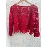 For Love & Lemons Red Floral Lace Long Sleeve Blouse Size Large Photo 2