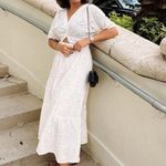 ZARA  Midi Dress XS White Eyelet Tiered Cutout Photo 1