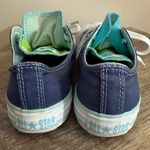 Converse  All Star Canvas Sneakers Blue Lime Green Women’s Size 6 Double Tongue Photo 5