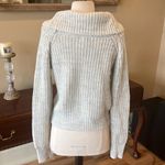 Oversized Cowl Drape Neck Light Gray Crochet Sweater Size XS Photo 7