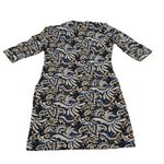 J. McLaughlin Navy Gold 3/4 Sleeve Crewneck Dress M Photo 2