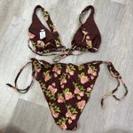 Dippin' Daisy's  Brown Pink Rose Floral Bikini Swimsuit Set Size XL Photo 5