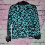 SAMUEL DONG BLACK TEAL ROSETTE FLORAL SHEER DRESS JACKET MEDIUM Blue Photo 1