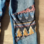 We The Free Free People Rocky Mountain Patchwork High Rise Straight Leg Jeans Blue sz 26 Photo 5