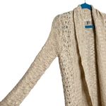 Roz & Ali Oatmeal Tan Chunky Knit Open Front Cardigan Sweater Photo 1