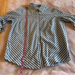 Blair  NWOT blue and white striped 3/4 sleeve button up cotton blend size L Photo 7