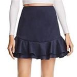 AQUA  Navy Ruffled Faux Suede Skirt, Size Small Photo 1
